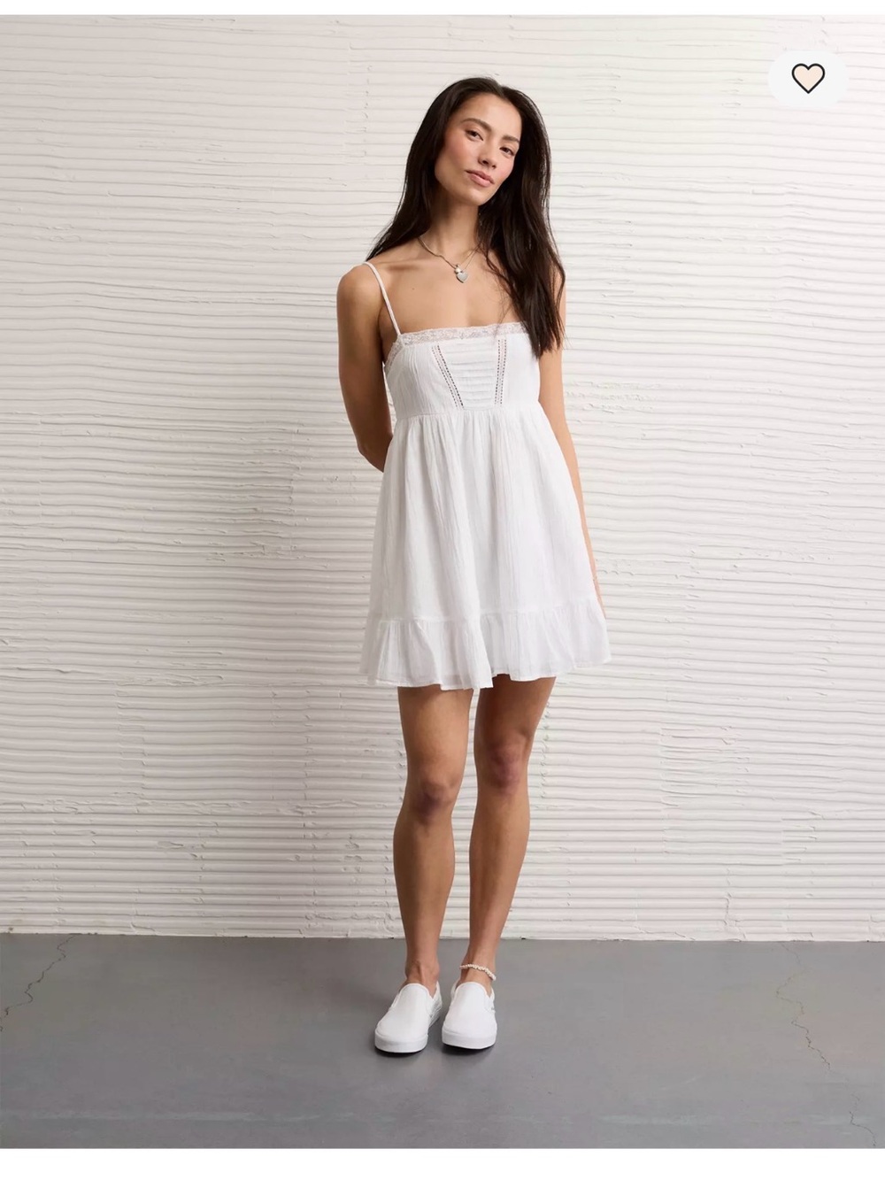 American Eagle Outfitters White Spaghetti-Strap Mini Dress